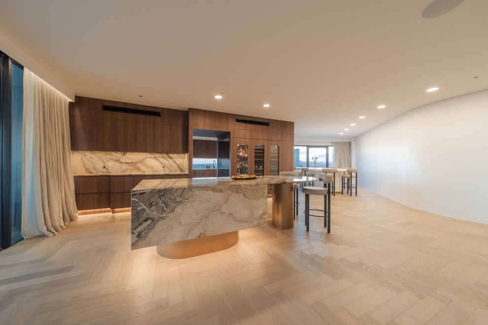 Photo of a contemporary home bar in Brisbane.