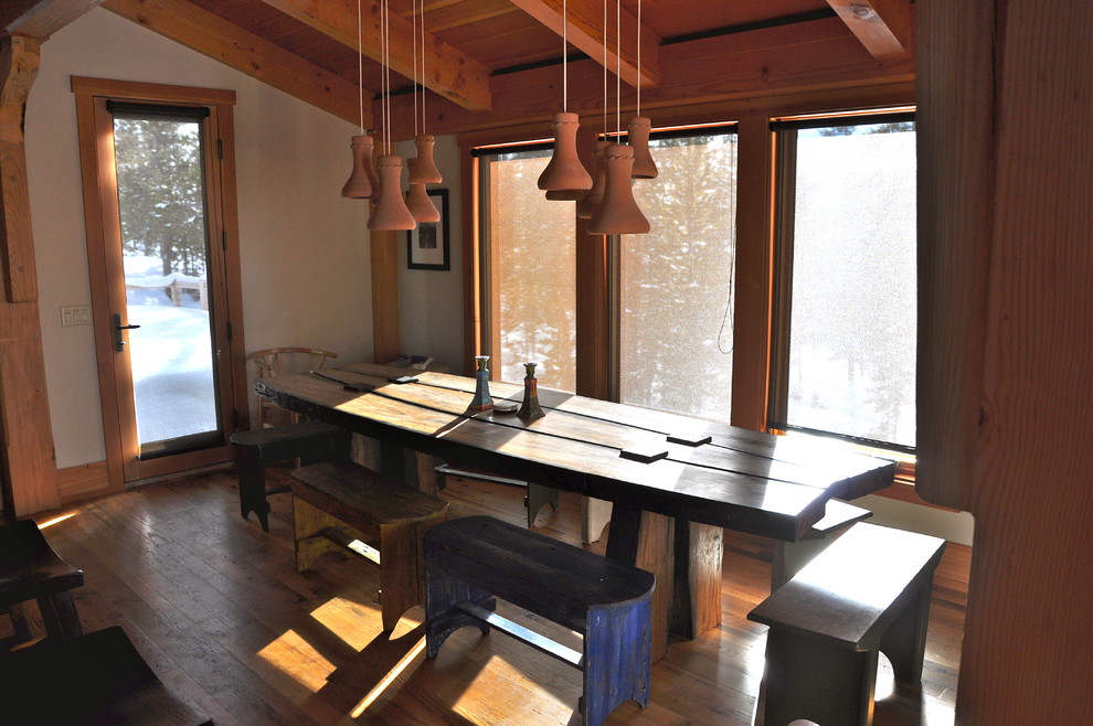 Inspiration for a rustic dining room remodel in Denver