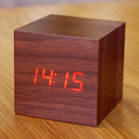 Walnut Wood Cube Clock