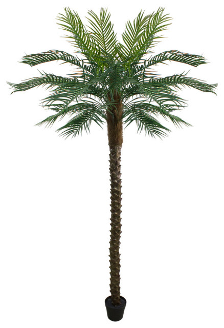 7.25' Potted Artificial Green and Brown Phoenix Palm Tree