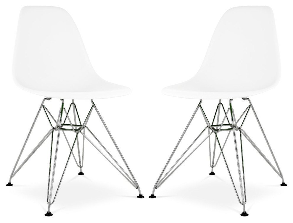 Tower Dining Chair, White, 2Pack Modern Dining Chairs by First