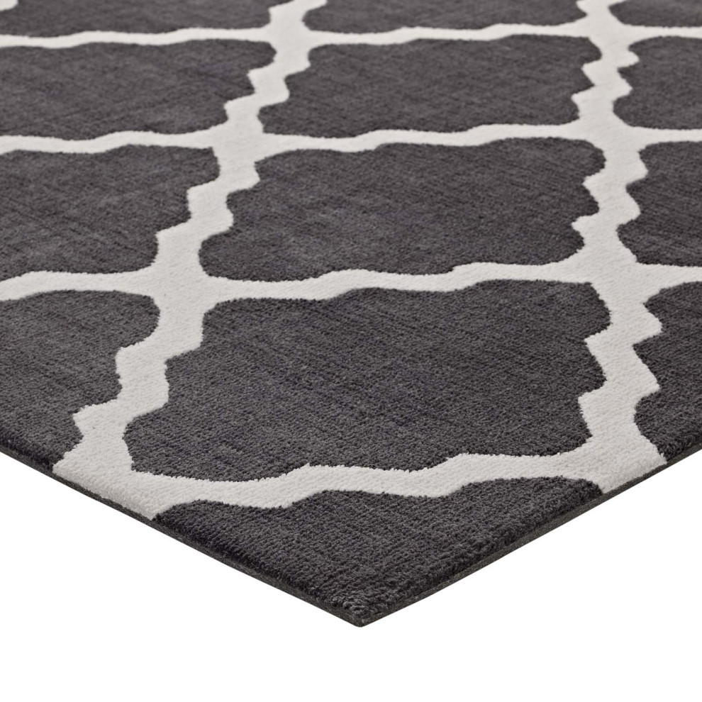 Charcoal and Ivory Marja Moroccan Trellis 5x8 Area Rug Contemporary