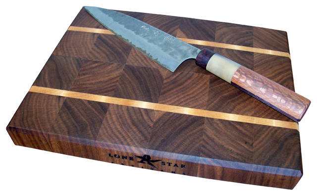 End Grain Walnut With Maple Stripes Cutting Board Traditional End Grain Walnut With Maple Stripes Cutting Board