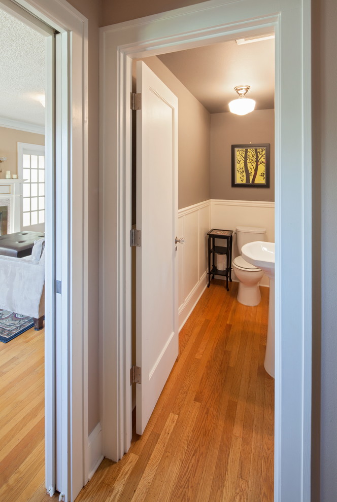 This is an example of a small transitional bathroom in Portland.
