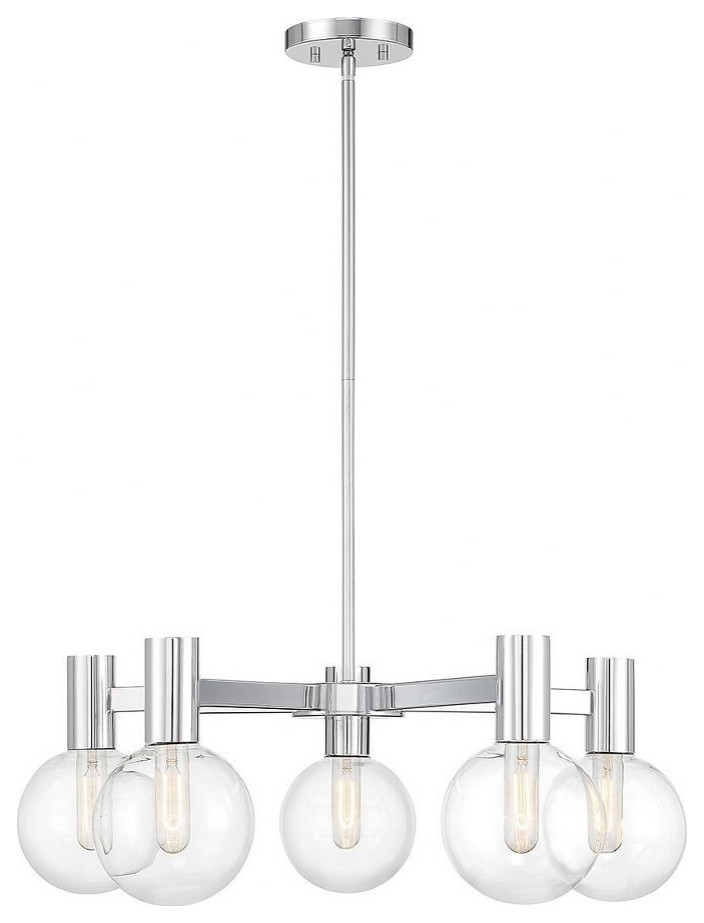 5 Light Chandelier In Modern Style-10 Inches Tall and 28 Inches Wide-Chrome