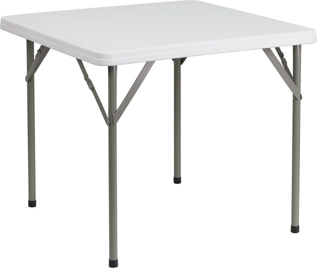 34" Square Granite White Plastic Folding Table