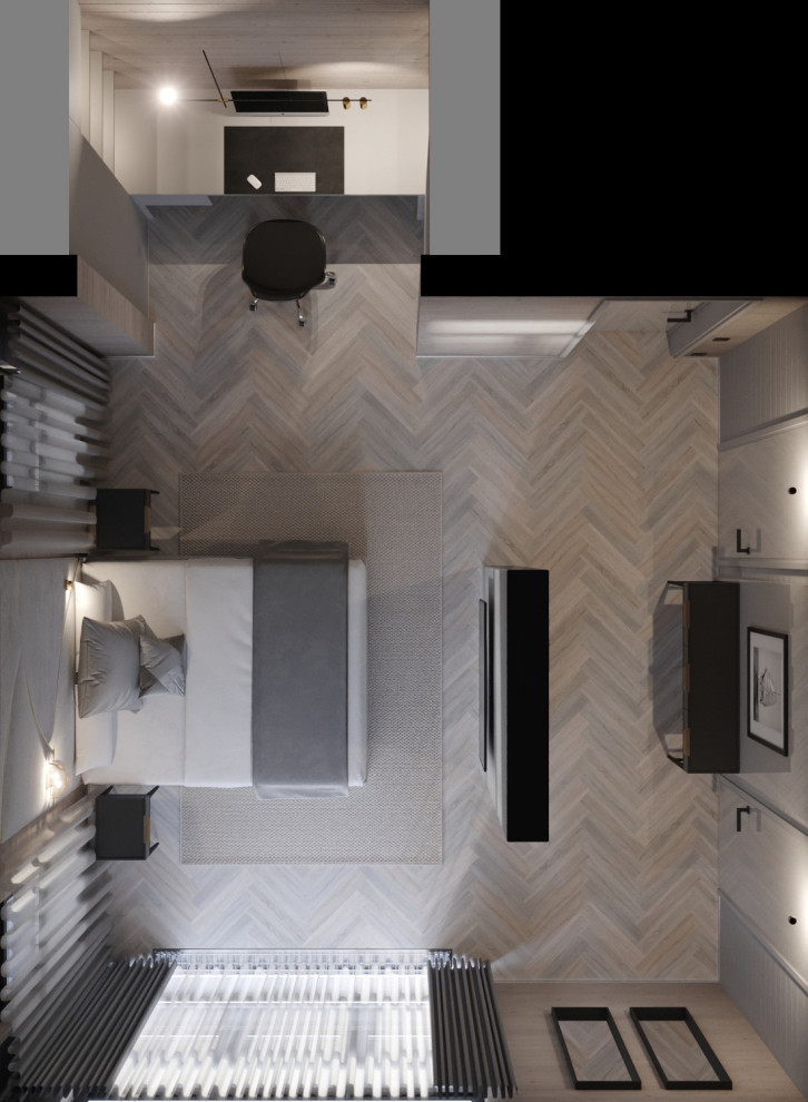 3d-визуализация плана детской спальни в проекте загородного дома