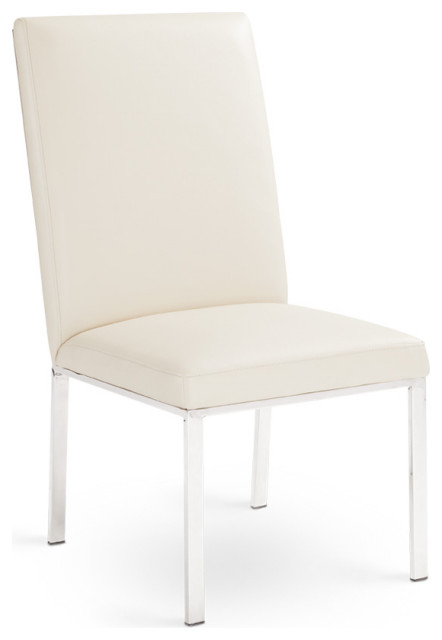 Andes Dining Chairs Set of 2 Silver Frame With Pattern Back Taupe Faux ...