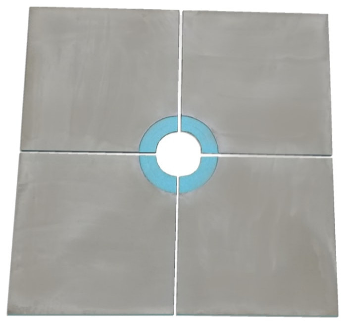 Curbless Shower Tray, 48"x48", Center Drain Placement Contemporary