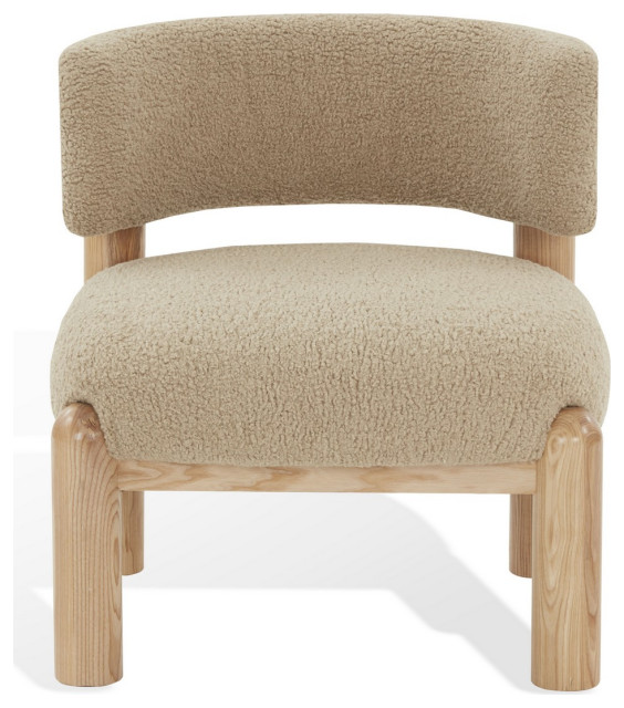 Safavieh Couture Rosabryna Faux Shearling Accent Chair, Light Brown/Natural