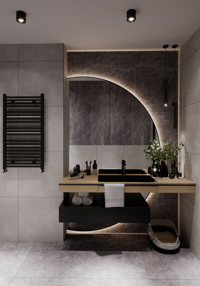 Сан узел в серых тонах