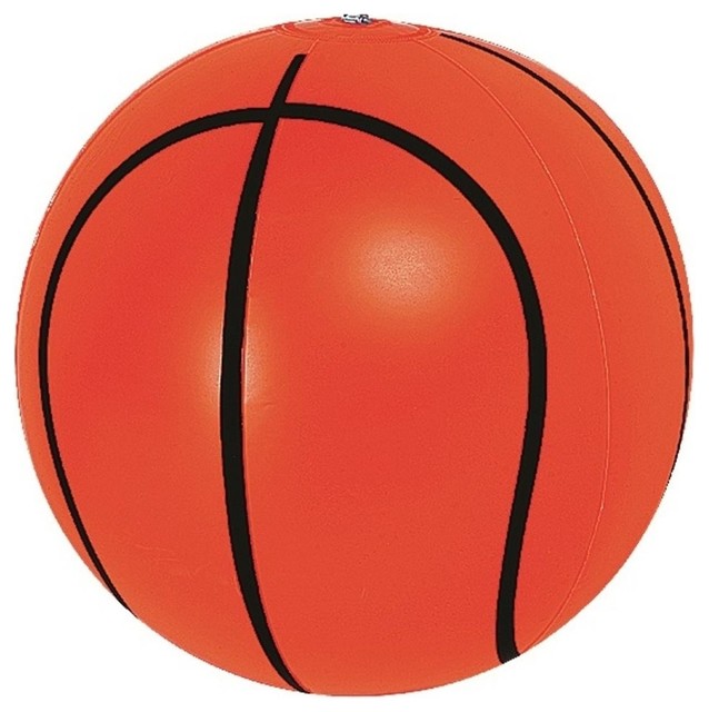 16" Orange and Black 6-Panel Inflatable Beach Basketball Swimming Pool Toy