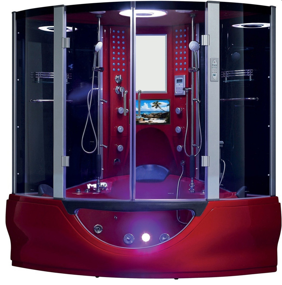 Maya Bath Superior Combination Steam Shower, Jetted Tub, Red 104
