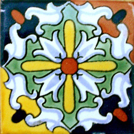4"x4" Mexican Ceramic Handmade Tile C084 Contemporary Wall And