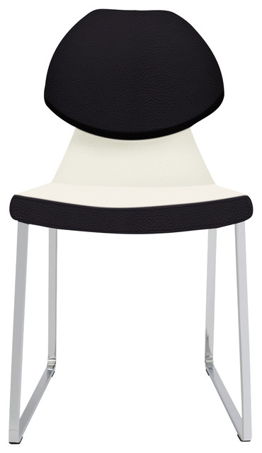 Gakko Slide Dining Chair, Chrome Base, Black And White Ppm