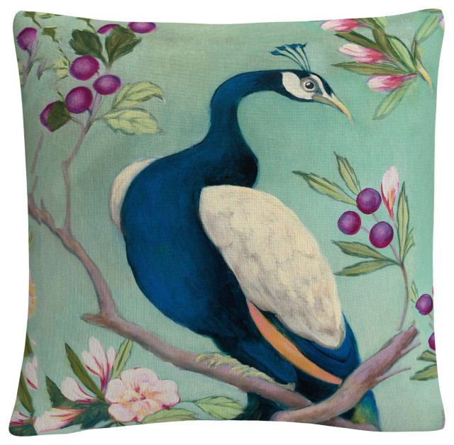 Julia Purinton 'Pretty Peacock I' Decorative Throw Pillow