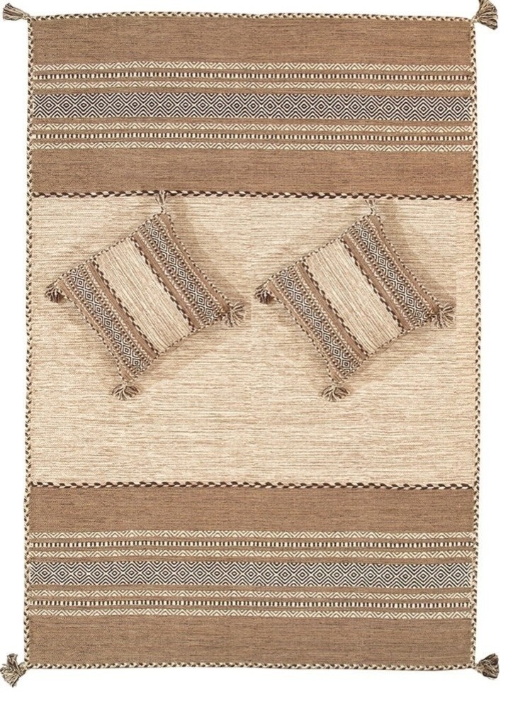 Pasargad's Santa Fe Collection Hand-Woven Cotton Area Rug, 5'2"x 7'6"