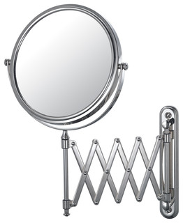 Extension Arm Wall Mirror With 5x and 1x Magnification, Chrome