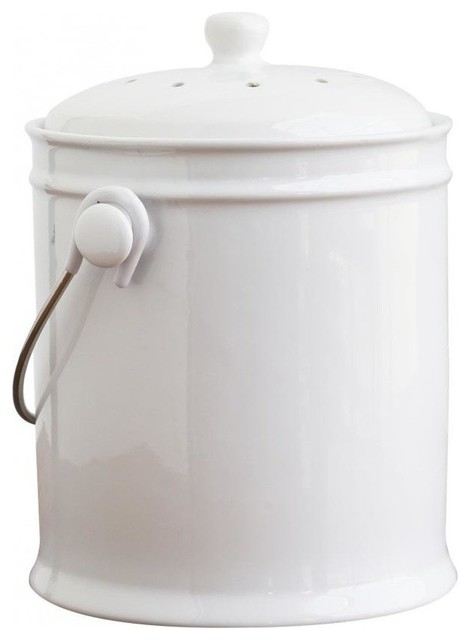 Ceramic Compost Bin, White