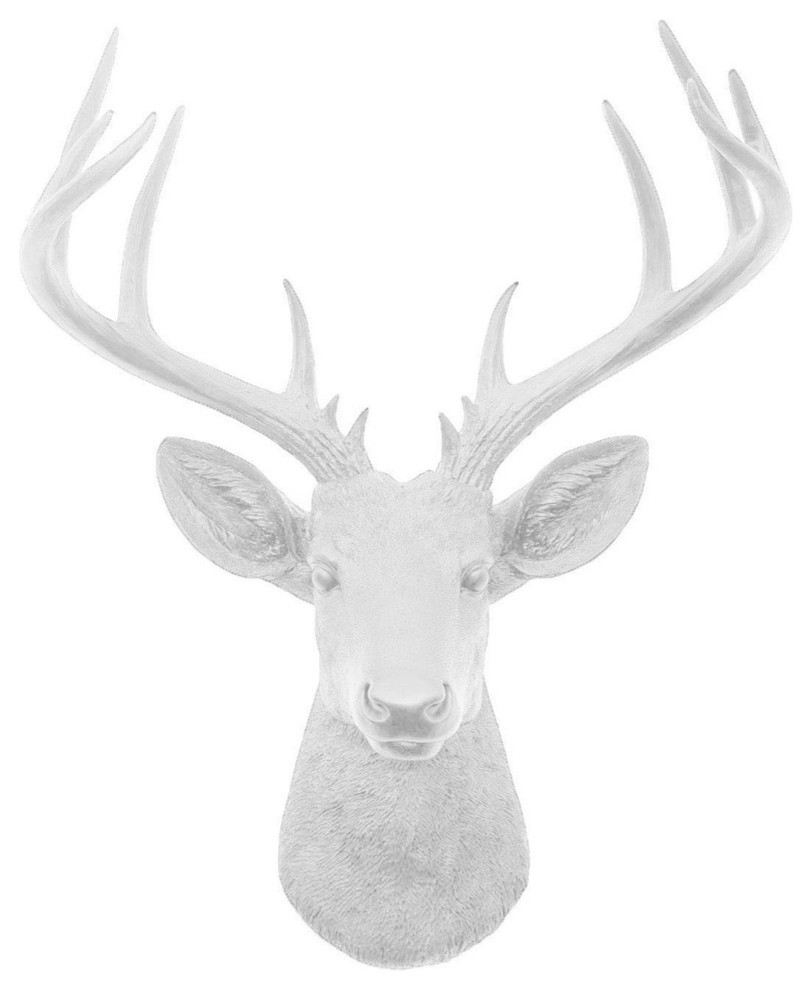 white simulation deer head model plastic&fur sika deer head wall pendant 28x17cm 