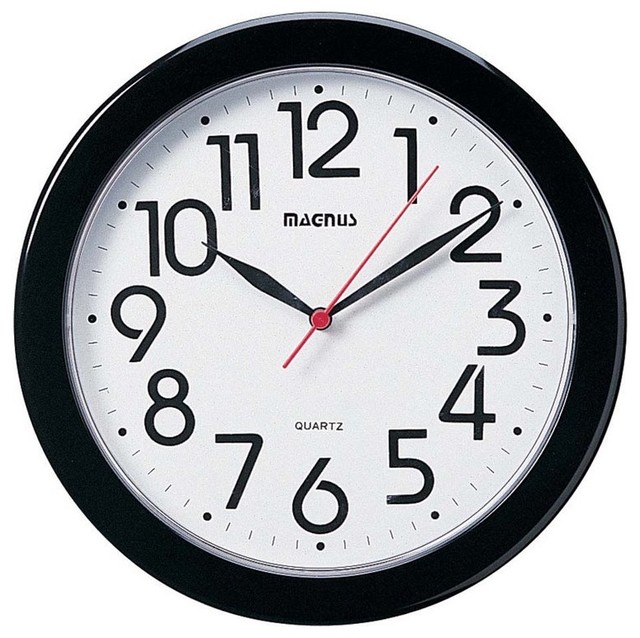 Dainolite 24103-BK 10" Round Black Wall Clock