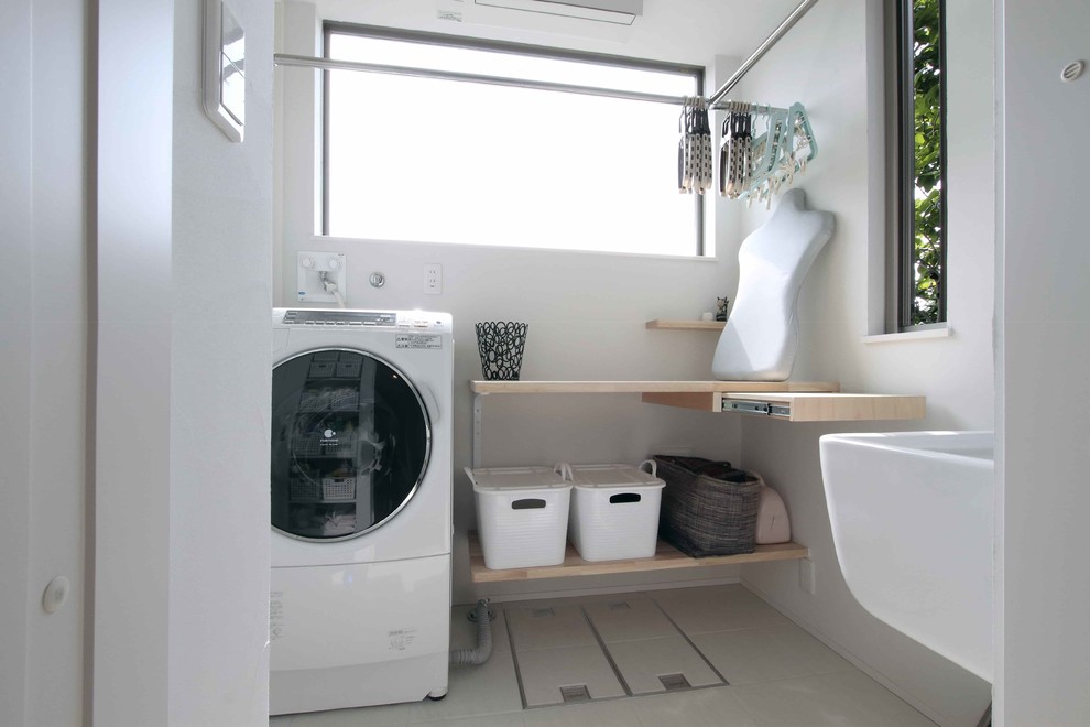 Modern laundry room in Tokyo Suburbs.