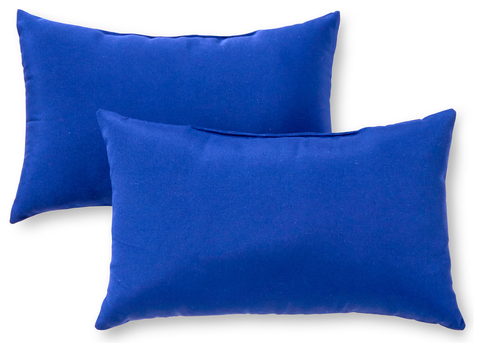 Rectangle Outdoor Accent Pillows, Set of 2, Marine Blue