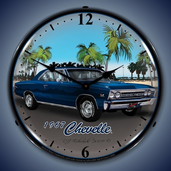 1967 Chevelle Lighted Wall Clock 14 x 14 Inches