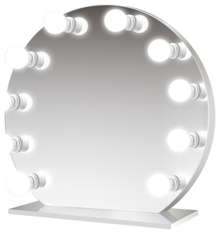 Round LED Lighted Hollywood Makeup Vanity Mirror Table Top or Wall