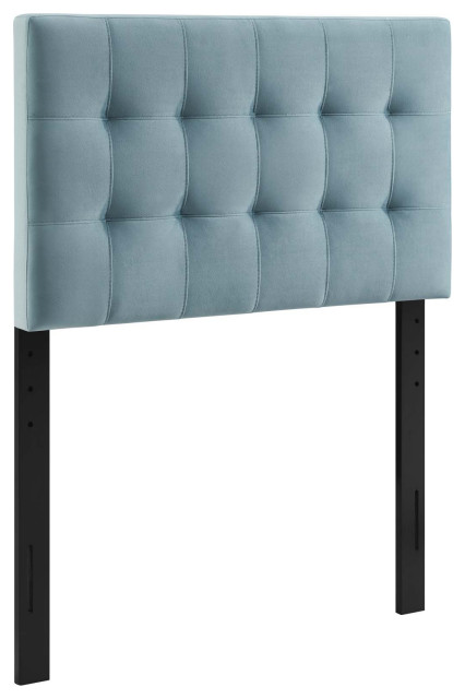Lily Biscuit Tufted Twin Performance Velvet Headboard Light Blue