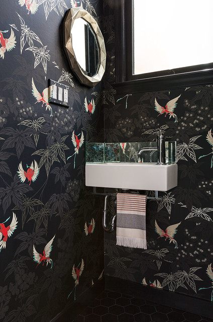 Room Of The Day Drab Toilet Closet Now A Dramatic Powder Room