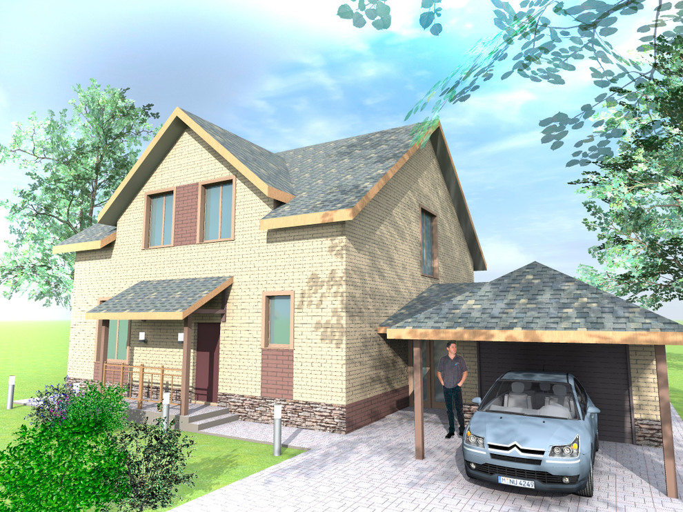 Двухэтажный жилой дом с мансардой