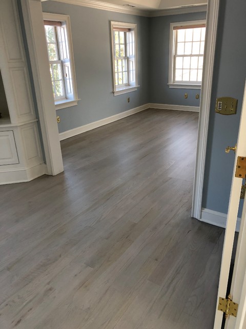 Whitewashed Oak Hardwood Floor Refinish Modern Bedroom