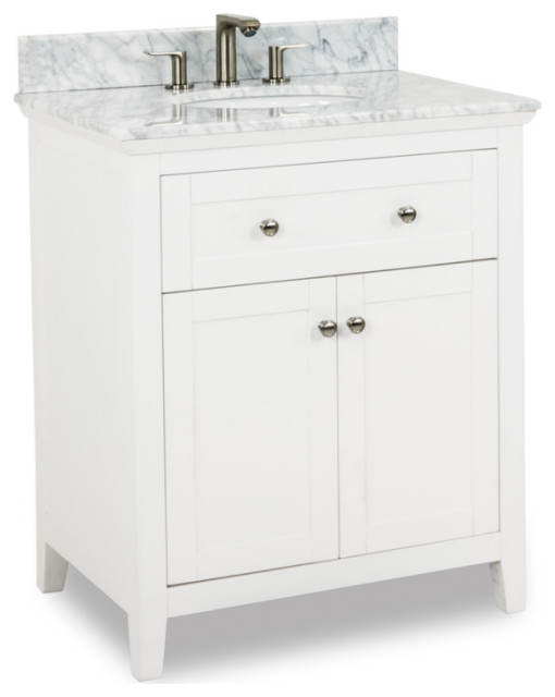 Hardware Resources 30 Bathroom Vanity in White Transitional Bathroom Vanities And Sink