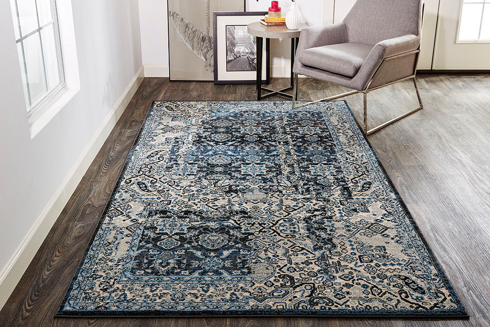 Tullamore Area Rug Charcoal/Tan Rug Contemporary Living Room by