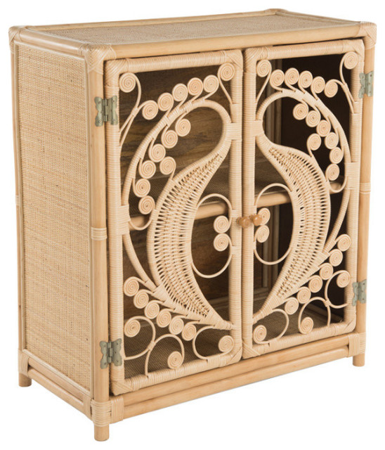 Rattan Peacock Storage Cabinet With 2 Doors Tropical Accent Chests And Cabinets By Kouboo