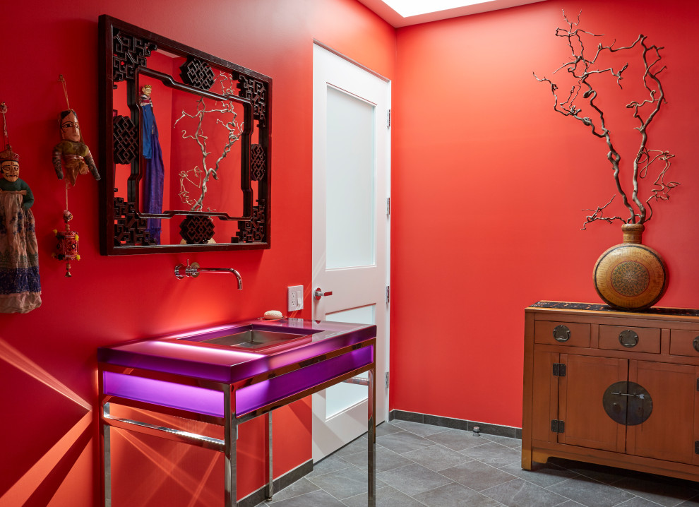 Design ideas for an asian powder room in Chicago.