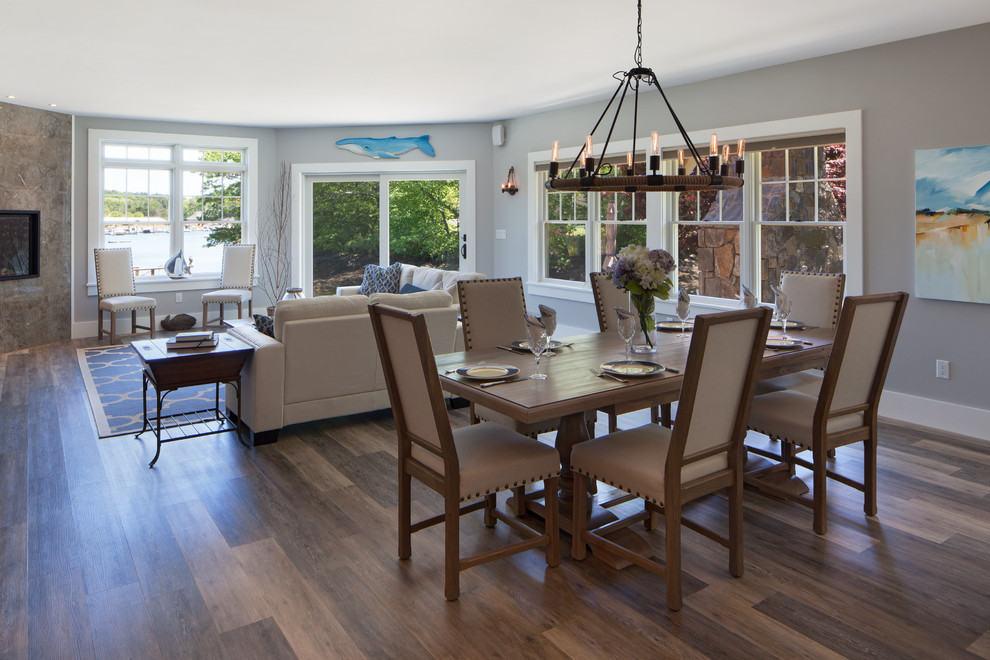 Beach style dining room in Portland Maine.