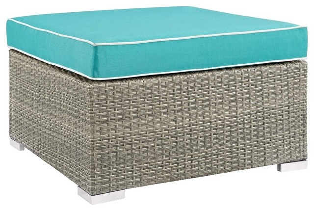 Repose Outdoor Patio Upholstered Fabric Ottoman Tropical