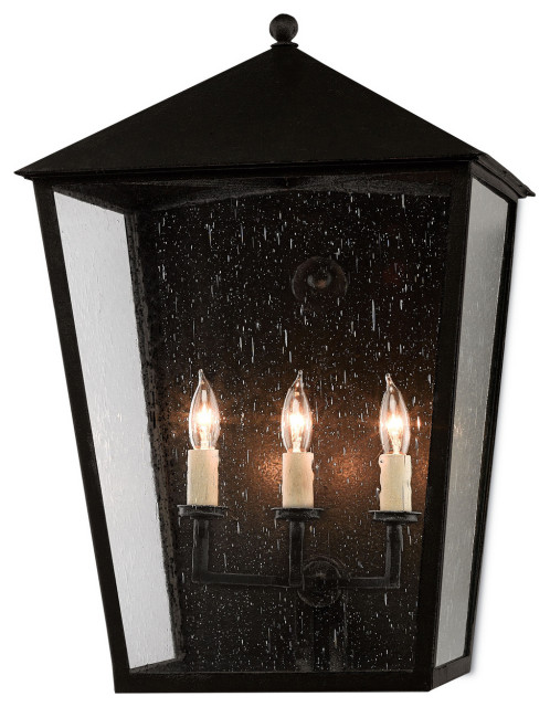 Currey and Company 5500-0010 Three Light Outdoor Wall Sconce, Midnight Finish