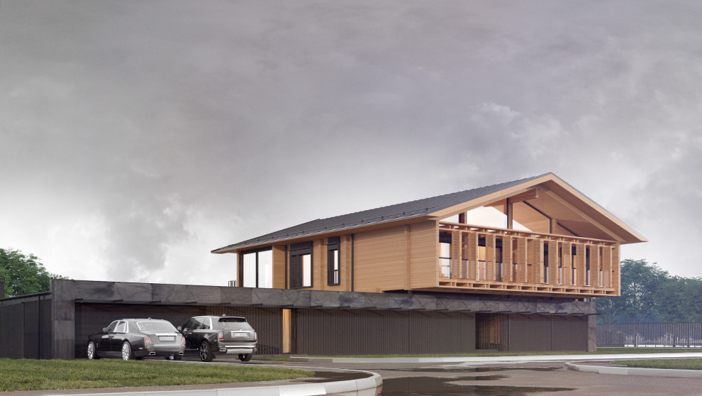 Индивидуальный жилой комплекс из дерева, камня и стекла / 650 м.кв