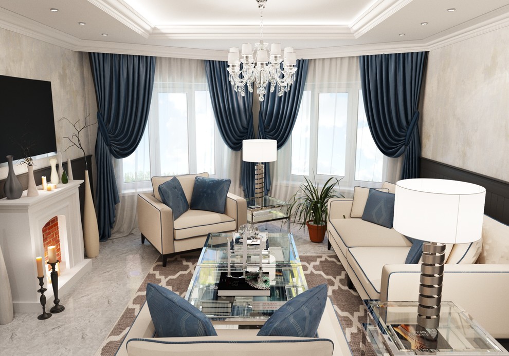 Проект совмещеной гостиной с кухней