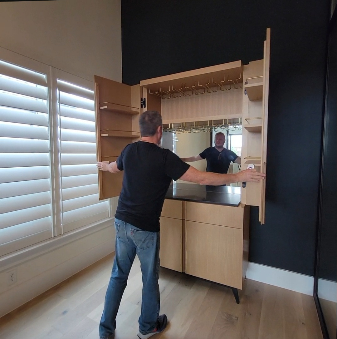 CUSTOM MODERN GLASSWARE CABINET