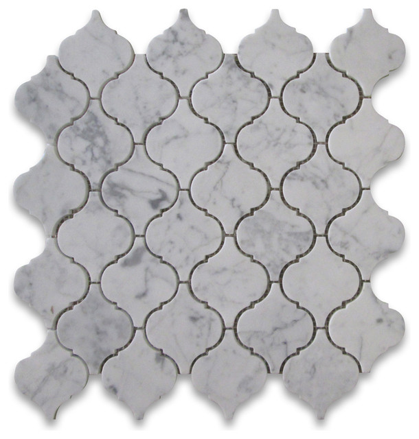 12 X12 Carrara White Um Lantern Shaped Arabesque Baroque Mosaic 12 X12 Carrara White Um Lantern Shaped Arabesque Baroque Mosaic Tile Honed Traditional Wall And Floor By Stone Center