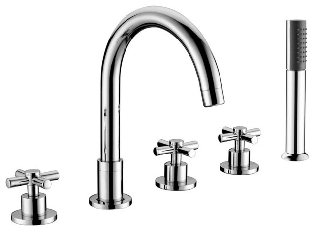 Reims Deck Mounted Bathtub Faucet 5 Piece Set Contemporary Reims Deck Mounted Bathtub Faucet 5 Piece Set