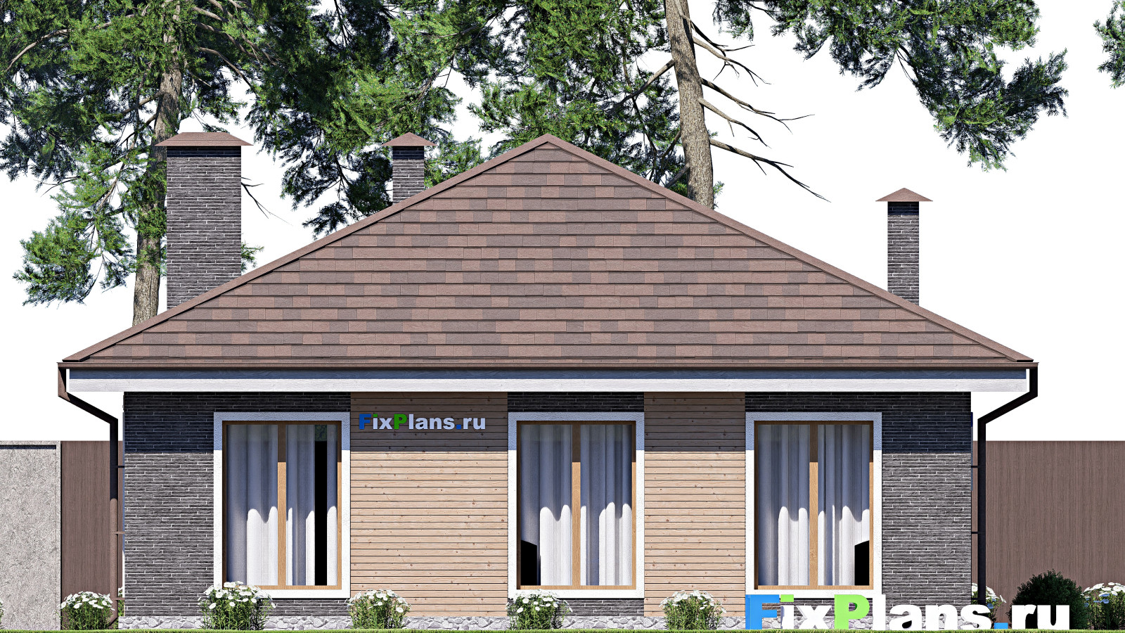 Проект одноэтажного дома 10х10м S76м2 F-17621