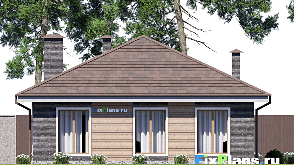 Проект одноэтажного дома 10х10м S76м2 F-17621