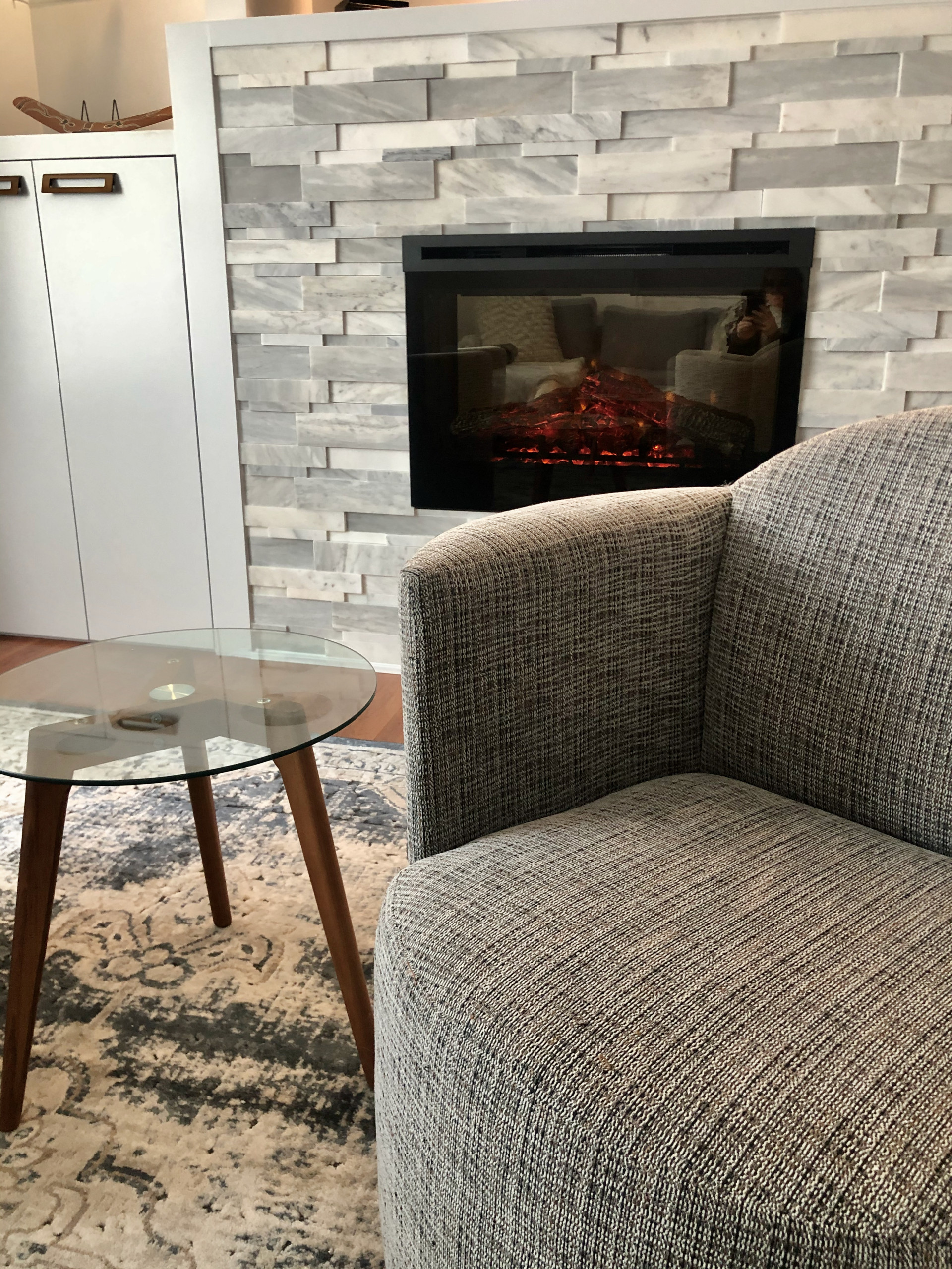 houzz electric fireplace on 75 Beautiful Living Room With A Hanging Fireplace And A Stacked Stone Fireplace Pictures Ideas April 2021 Houzz