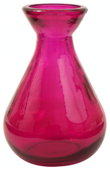 4" Teardrop Glass Vase, Fuchsia/Hot Pink