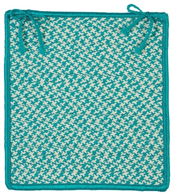 Outdoor Houndstooth Tweed, Turquoise Chair Pad